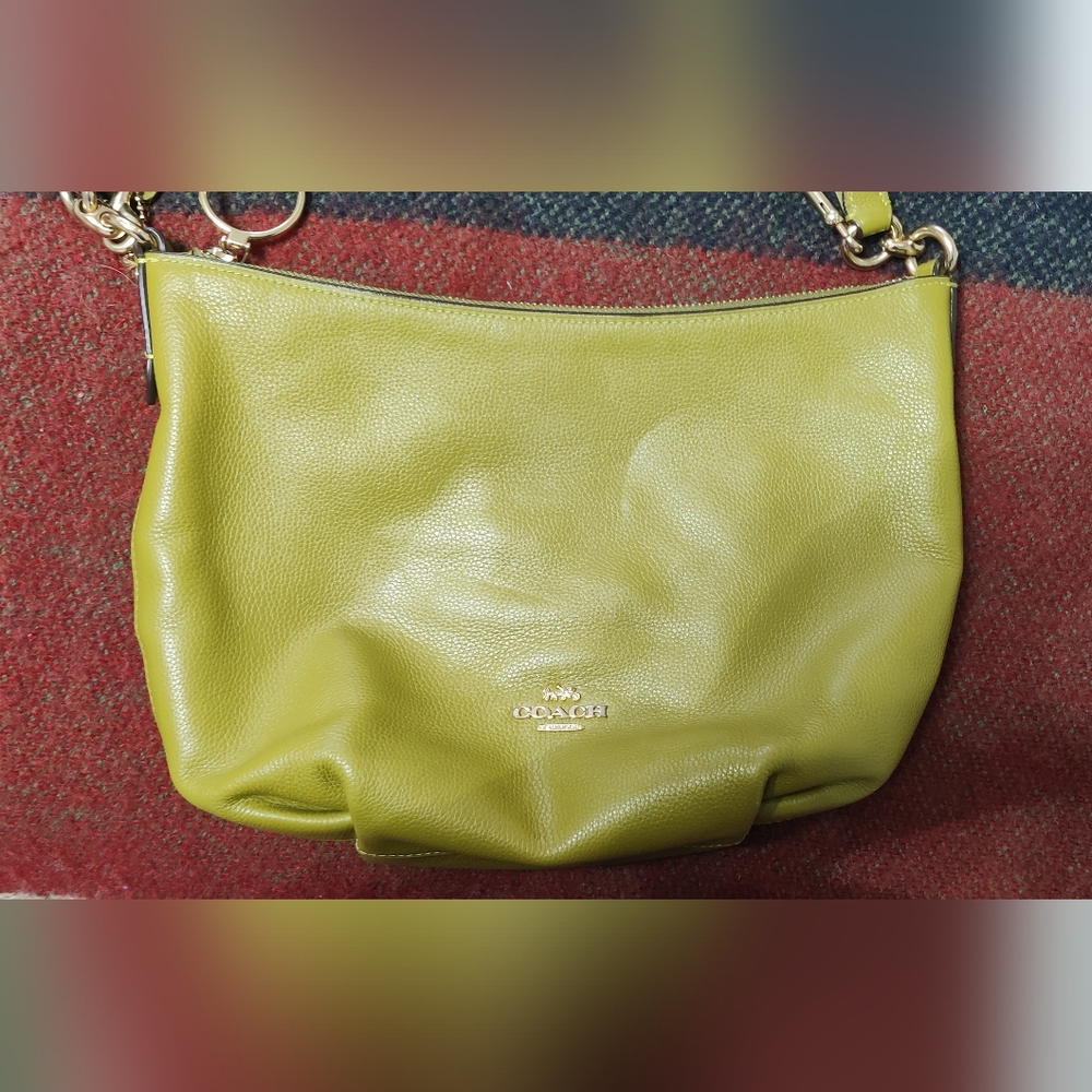 Coach Green Leather Bag with Finish